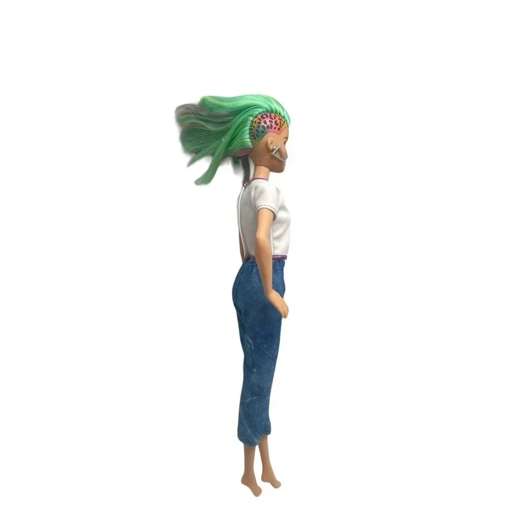 BARBIE Long Rainbow Leopard Hair Side Shaved Color Reveal for OOAK 11”